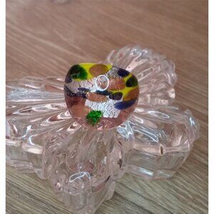 Foil Art Glass Ring Colorful 6.25 fun statement y2k